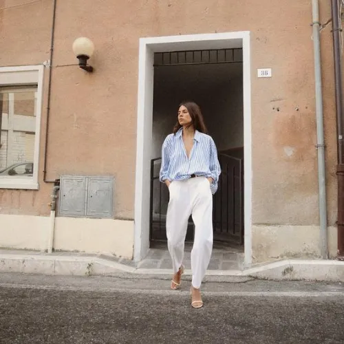 Striped Linen-Blend Knotted Shirt